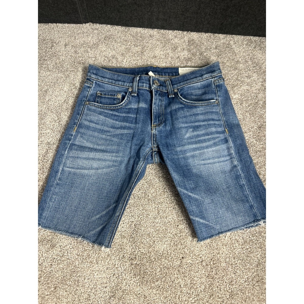 Rag & Bone Women's Blue Cut Off Denim Print Shorts Size 24